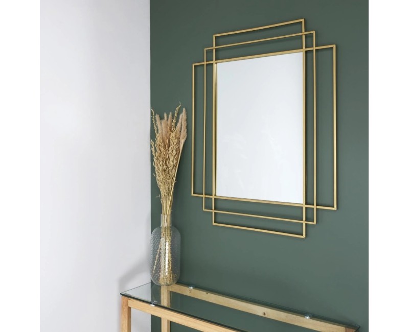 Spogulis Sienas “Golden Lines” ar zelta metāla rāmi, 73 × 93 cm HD4367