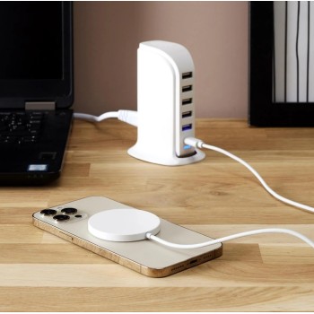 USB lādētājs Daudzportu ar 6 USB-A pieslēgvietām, balts HT2211
