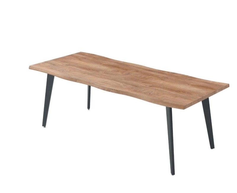 Virtuves galds ar ozola efekta MDF virsmu un melnām metāla kājām, 150–210 cm HD7363