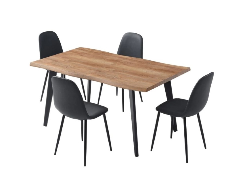 Virtuves galds ar ozola efekta MDF virsmu un melnām metāla kājām, 150–210 cm HD7363