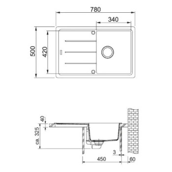 Virtuves izlietne Franke Basis Fragranīta BFG 611-78, 78x50 cm, matēti melna 114.0661.513