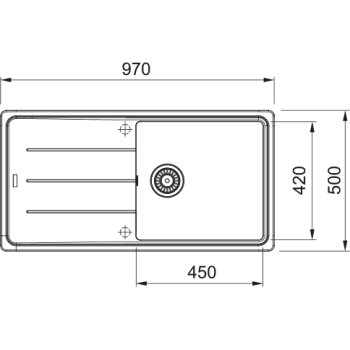 Virtuves izlietne Franke Basis Fragranīta BFG 611, 97x50 cm, matēti melna 114.0661.511