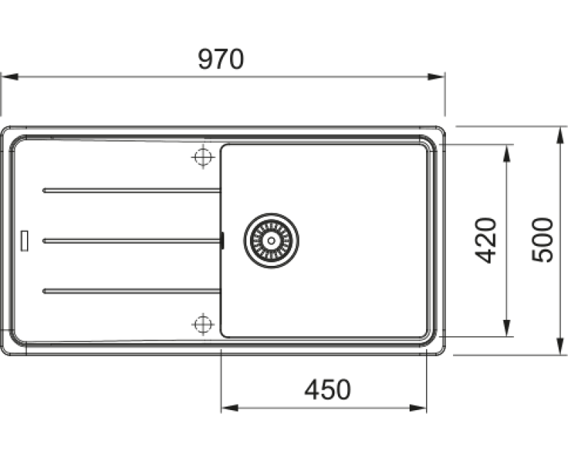 Virtuves izlietne Franke Basis Fragranīta BFG 611, 97x50 cm, matēti melna 114.0661.511