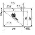 Virtuves izlietne Franke Box BXX 210/610-54 TL, 57x51 cm, nerūsējošais tērauds 127.0369.295