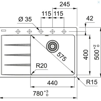 Virtuves izlietne Franke Centro Fragranīta CNG 611-78 TL/7, 78x50 cm, balta-ledus 114.0637.505