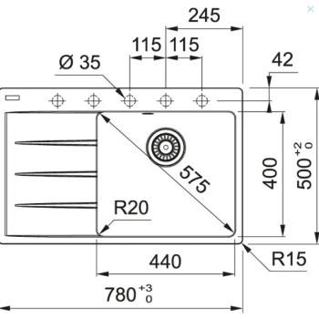 Virtuves izlietne Franke Centro Fragranīta CNG 611-78 TL/7, 78x50 cm, pelēks akmens 114.0637.509