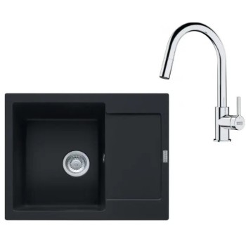 Virtuves komplekts Franke G256MČ, fragranīta izlietne MRG 611-62 un jaucējkrāns FS 3229.031, matēti melna/hromēta 114.0700.711