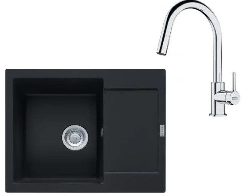 Virtuves komplekts Franke G256MČ, fragranīta izlietne MRG 611-62 un jaucējkrāns FS 3229.031, matēti melna/hromēta 114.0700.711