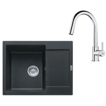 Virtuves komplekts Franke G256O, fragranīta izlietne MRG 611-62 un jaucējkrāns FS 3229.031, onikss/hroms 114.0700.712