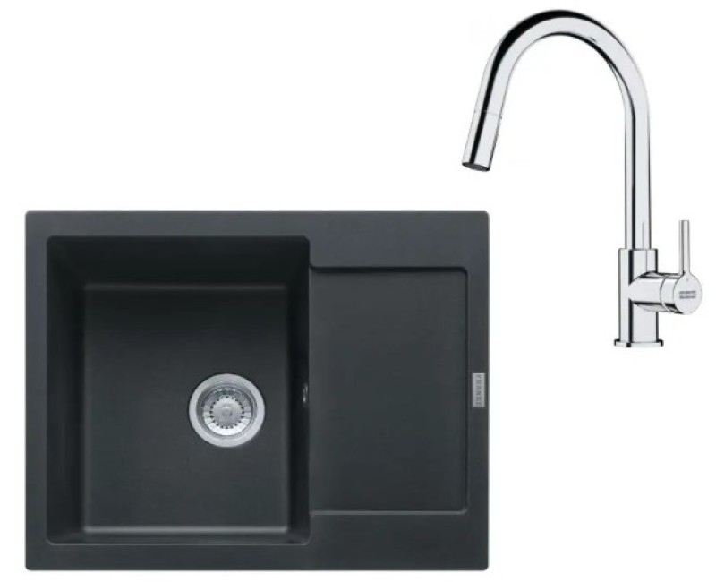 Virtuves komplekts Franke G256O, fragranīta izlietne MRG 611-62 un jaucējkrāns FS 3229.031, onikss/hroms 114.0700.712