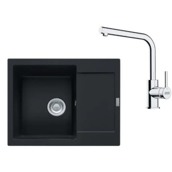 Virtuves komplekts Franke G257O, fragranīta izlietne MRG 611-62 un jaucējkrāns FS 3230.031, onikss/hroms 114.0700.715
