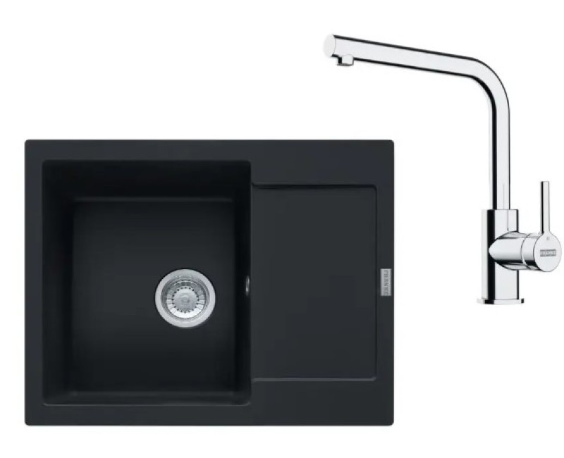 Virtuves komplekts Franke G257O, fragranīta izlietne MRG 611-62 un jaucējkrāns FS 3230.031, onikss/hroms 114.0700.715