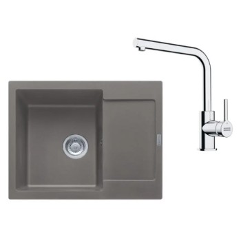 Virtuves komplekts Franke G257ŠK, fragranīta izlietne MRG 611-62 un jaucējkrāns FS 3230.031, pelēks akmens/hroms 114.0700.716