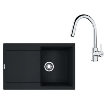 Virtuves komplekts Franke G258MČ, fragranīta izlietne MRG 611 un jaucējkrāns FS 3229.031, matēti melna/hromēta 114.0700.717