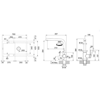 Virtuves komplekts Franke G259MČ, fragranīta izlietne MRG 611 un jaucējkrāns FS 3230.031, matēti melna/hroms 114.0700.720