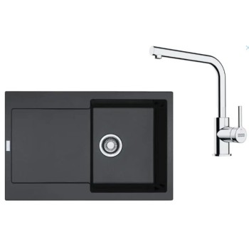 Virtuves komplekts Franke G259O, fragranīta izlietne MRG 611 un jaucējkrāns FS 3230.031, onikss/hroms 114.0700.721