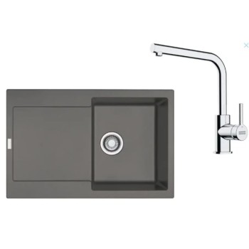 Virtuves komplekts Franke G259ŠK, fragranīta izlietne MRG 611 un jaucējkrāns FS 3230.031, pelēks akmens/hroms 114.0700.722