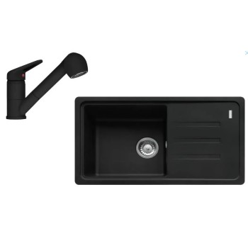 Virtuves komplekts Franke G260MČ, fragranīta izlietne MRG 611-78 BB un jaucējkrāns FS 3229.031, matēti melna/hroms 114.0700.723