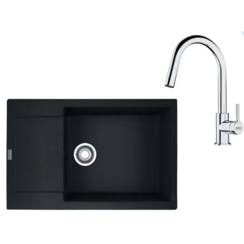 Virtuves komplekts Franke G260MČ, fragranīta izlietne MRG 611-78 BB un jaucējkrāns FS 3229.031, matēti melna/hroms 114.0700.723