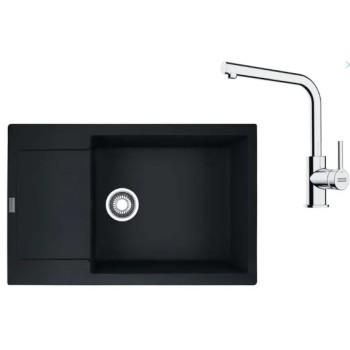 Virtuves komplekts Franke G261MČ, fragranīta izlietne MRG 611-78 BB un jaucējkrāns FS 3230.031, matēti melna/hroms 114.0700.726