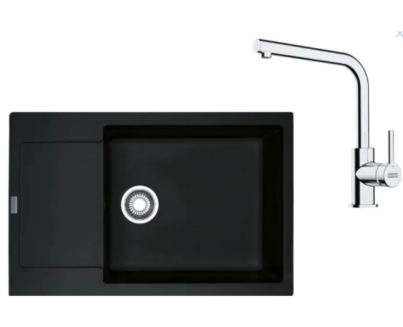 Virtuves komplekts Franke G261O, fragranīta izlietne MRG 611-78 BB un jaucējkrāns FS 3230.031, onikss/hroms 114.0700.727