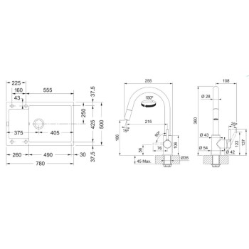 Virtuves komplekts Franke G261ŠB, fragranīta izlietne MRG 611-78 BB un jaucējkrāns FS 3230.031, šīfera pelēka/hroms 114.0720.188