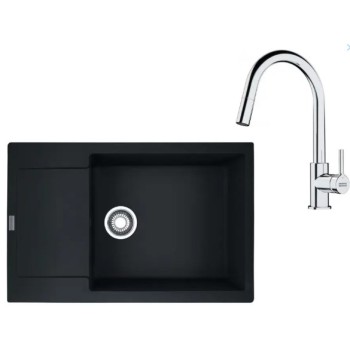 Virtuves komplekts Franke G261ŠB, fragranīta izlietne MRG 611-78 BB un jaucējkrāns FS 3230.031, šīfera pelēka/hroms 114.0720.188