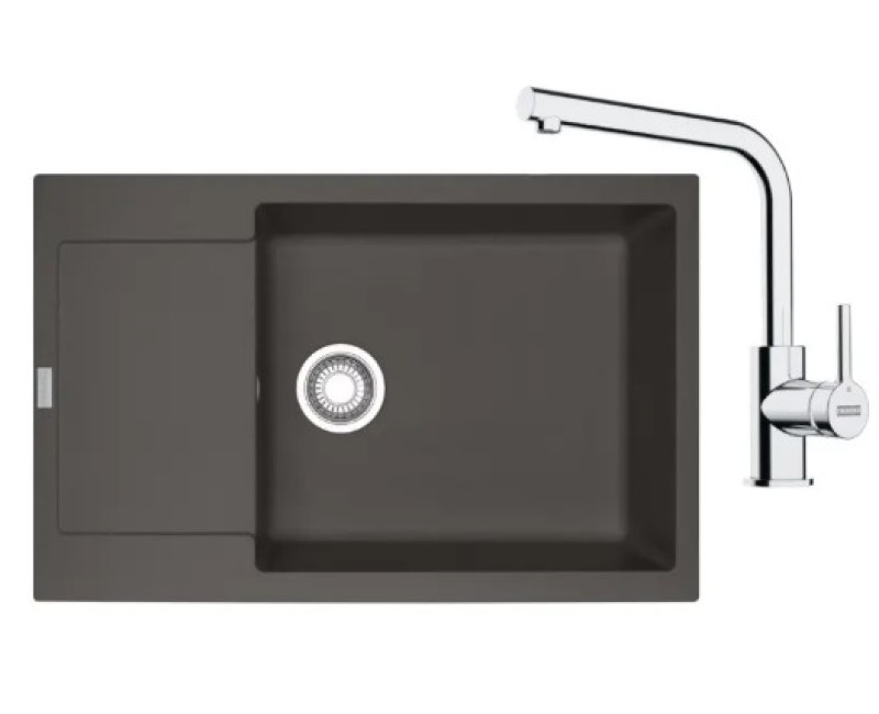 Virtuves komplekts Franke G261ŠB, fragranīta izlietne MRG 611-78 BB un jaucējkrāns FS 3230.031, šīfera pelēka/hroms 114.0720.188