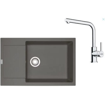 Virtuves komplekts Franke G261ŠK, fragranīta izlietne MRG 611-78 BB un jaucējkrāns FS 3230.031, pelēks akmens/hroms 114.0700.728