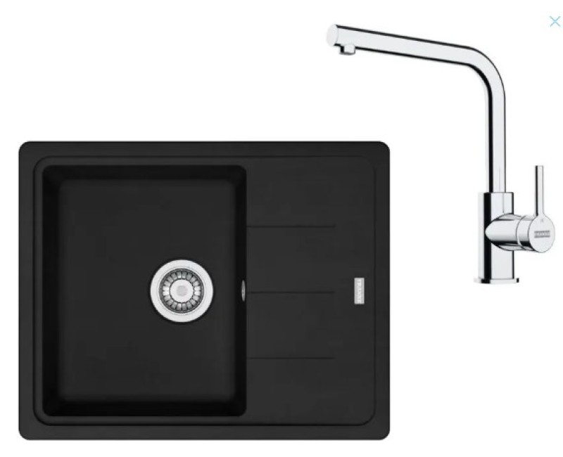 Virtuves komplekts Franke G262MČ, fragranīta izlietne BFG 611-62 un jaucējkrāns FS 3230.031, matēti melna/hromēta 114.0700.730