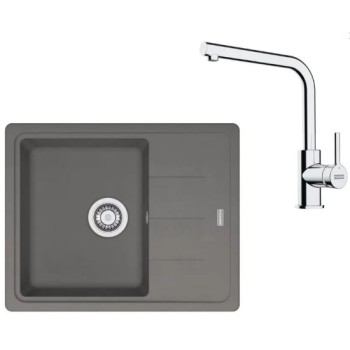 Virtuves komplekts Franke G262ŠK, fragranīta izlietne BFG 611-62 un jaucējkrāns FS 3230.031, pelēks akmens/hroms 114.0700.733