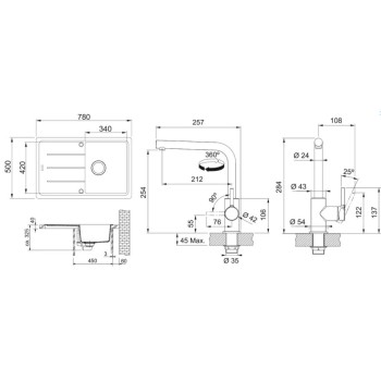 Virtuves komplekts Franke G263KA, fragranīta izlietne BFG 611-78 un jaucējkrāns FS 3230.031, kašmirs/hroms 114.0700.734