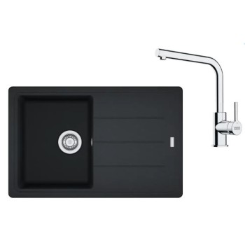 Virtuves komplekts Franke G263O, fragranīta izlietne BFG 611-78 un jaucējkrāns FS 3230.031, onikss/hroms 114.0700.736