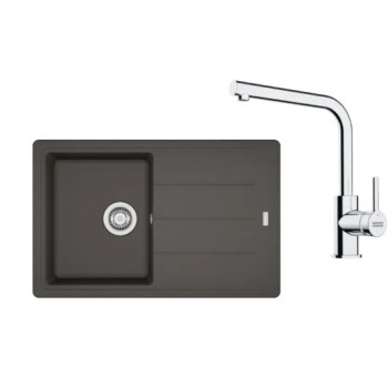 Virtuves komplekts Franke G263ŠB, fragranīta izlietne BFG 611-78 un jaucējkrāns FS 3230.031, šīfera pelēka/hroms 114.0720.163