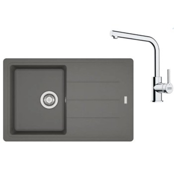Virtuves komplekts Franke G263ŠK, fragranīta izlietne BFG 611-78 un jaucējkrāns FS 3230.031, pelēks akmens/hroms 114.0700.738