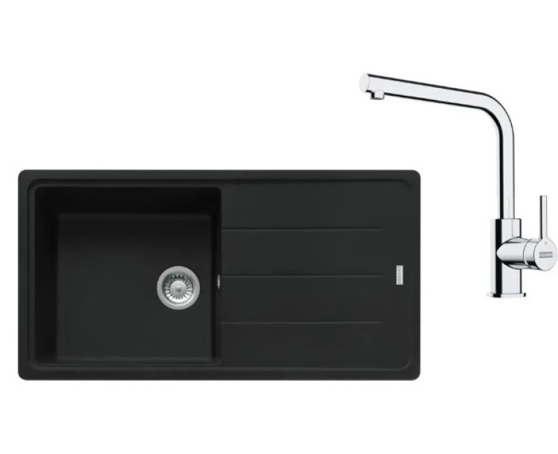 Virtuves komplekts Franke G264MČ, fragranīta izlietne BFG 611 un jaucējkrāns FS 3230.031, matēti melna/hromēta 114.0700.740