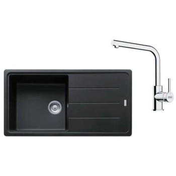 Virtuves komplekts Franke G264O, fragranīta izlietne BFG 611 un jaucējkrāns FS 3230.031, onikss/hroms 114.0700.741