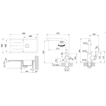Virtuves komplekts Franke G264SA, fragranīta izlietne BFG 611 un jaucējkrāns FS 3230.031, sahāra/hroms 114.0700.742