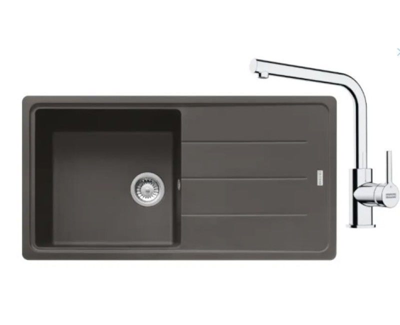 Virtuves komplekts Franke G264ŠB, fragranīta izlietne BFG 611 un jaucējkrāns FS 3230.031, šīfera pelēka/hroms 114.0720.164