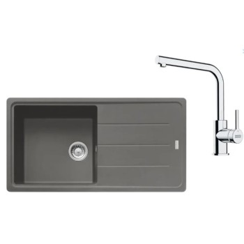 Virtuves komplekts Franke G264ŠK, fragranīta izlietne BFG 611 un jaucējkrāns FS 3230.031, pelēks akmens/hroms 114.0700.743