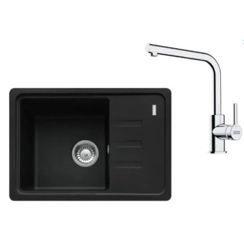 Virtuves komplekts Franke G266MČ, fragranīta izlietne BSG 611-62 un jaucējkrāns FS 3230.031, matēti melna/hromēta 114.0700.748