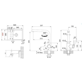 Virtuves komplekts Franke G266O, fragranīta izlietne BSG 611-62 un jaucējkrāns FS 3230.031, onikss/hroms 114.0700.749