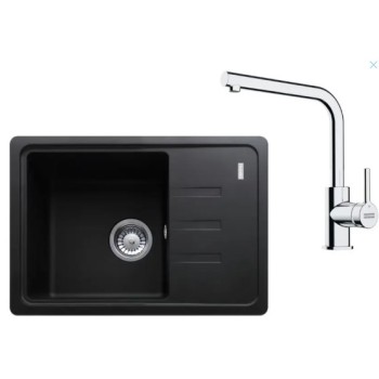 Virtuves komplekts Franke G266O, fragranīta izlietne BSG 611-62 un jaucējkrāns FS 3230.031, onikss/hroms 114.0700.749