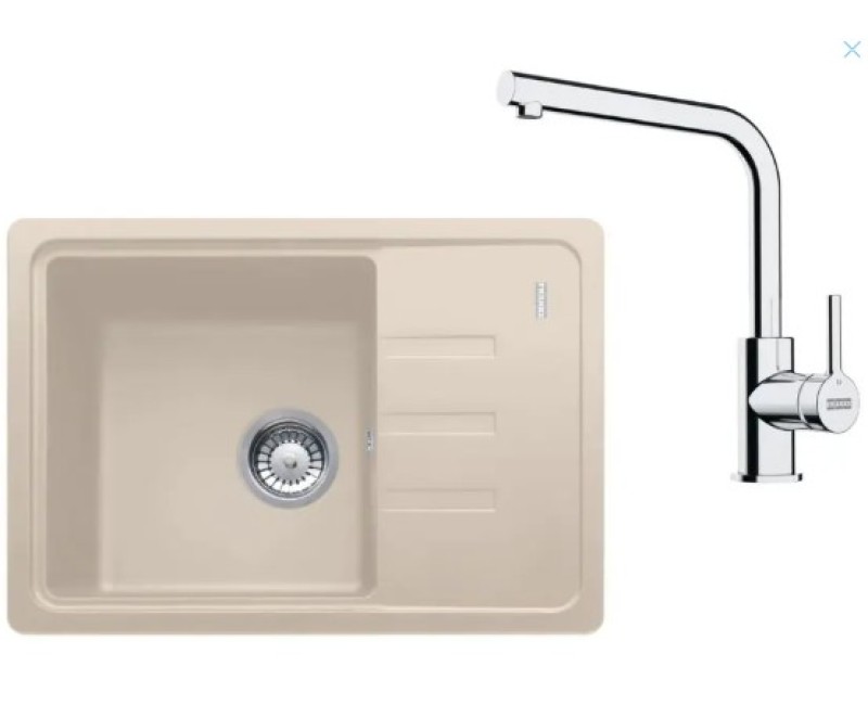 Virtuves komplekts Franke G266SA, fragranīta izlietne BSG 611-62 un jaucējkrāns FS 3230.031, sahāra/hroms 114.0700.750
