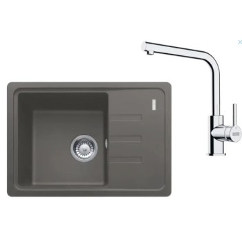 Virtuves komplekts Franke G266ŠK, fragranīta izlietne BSG 611-62 un jaucējkrāns FS 3230.031, pelēks akmens/hroms 114.0700.751