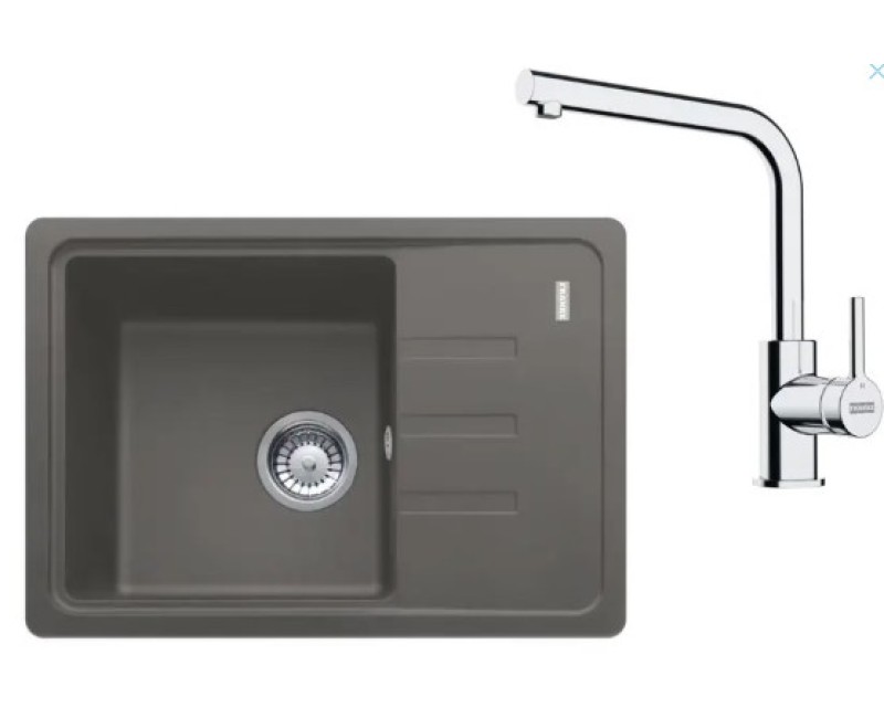 Virtuves komplekts Franke G266ŠK, fragranīta izlietne BSG 611-62 un jaucējkrāns FS 3230.031, pelēks akmens/hroms 114.0700.751