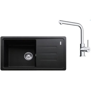 Virtuves komplekts Franke G268O, fragranīta izlietne BSG 611-78/39 un jaucējkrāns FS 3230.031, onikss/hroms 114.0700.759