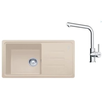 Virtuves komplekts Franke G268SA, fragranīta izlietne BSG 611-78/39 un jaucējkrāns FS 3230.031, sahāra/hroms 114.0700.760