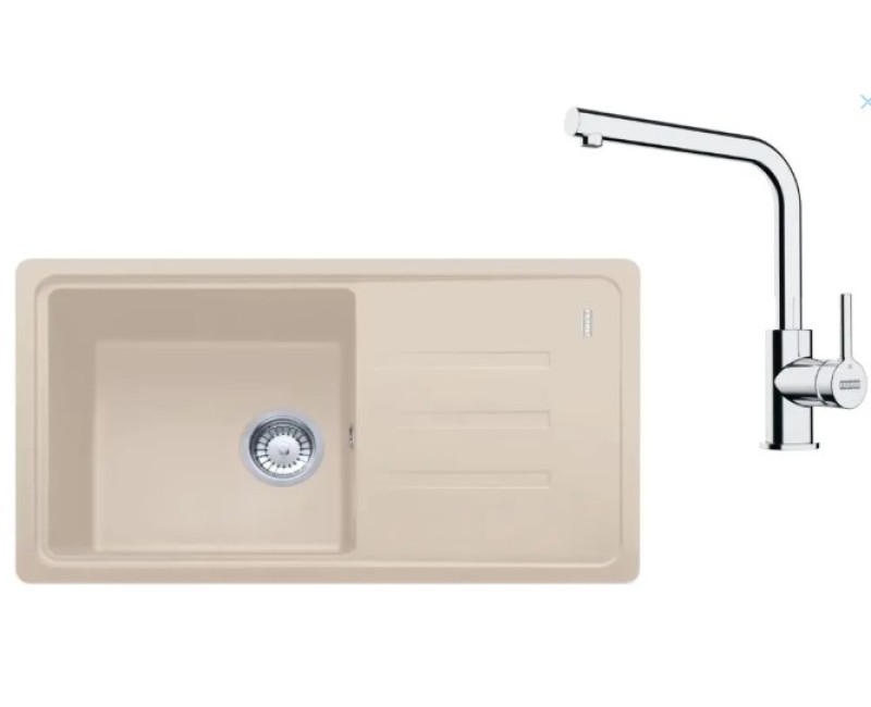 Virtuves komplekts Franke G268SA, fragranīta izlietne BSG 611-78/39 un jaucējkrāns FS 3230.031, sahāra/hroms 114.0700.760