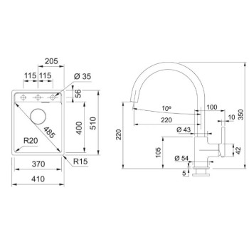 Virtuves komplekts Franke G273SA, fragranīta izlietne MRG 610-37 RTL un jaucējkrāns FC 6018.082, sahara 114.0700.784